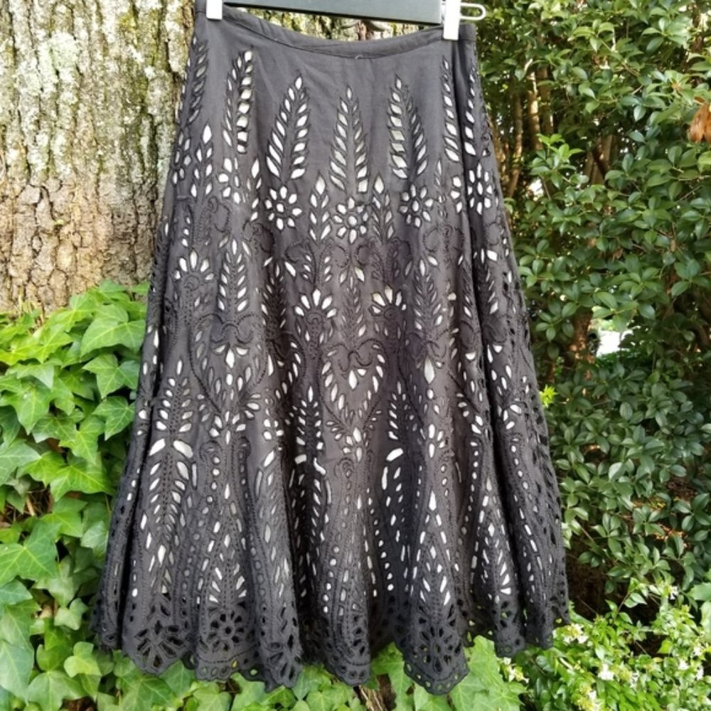 Anthropologie Kas New York Black Eyelet Skirt